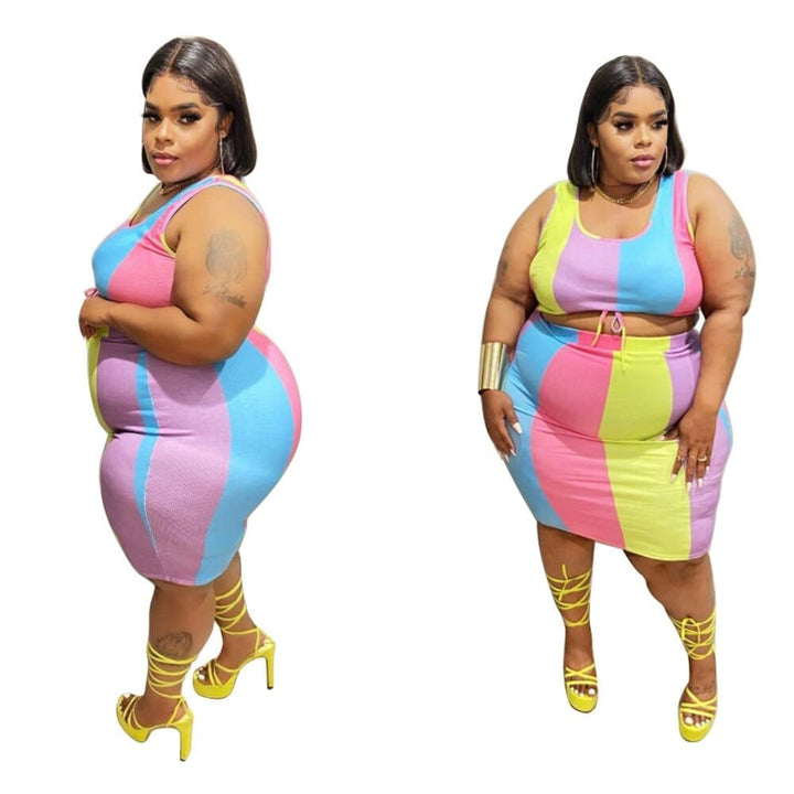 Fashion Colourful Two Piece Skirt Set For Plus Size Women Bennys Beauty World