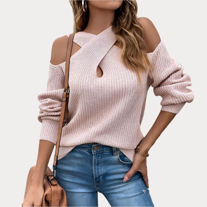 Fashion Cross Halter Solid Color Sweaters