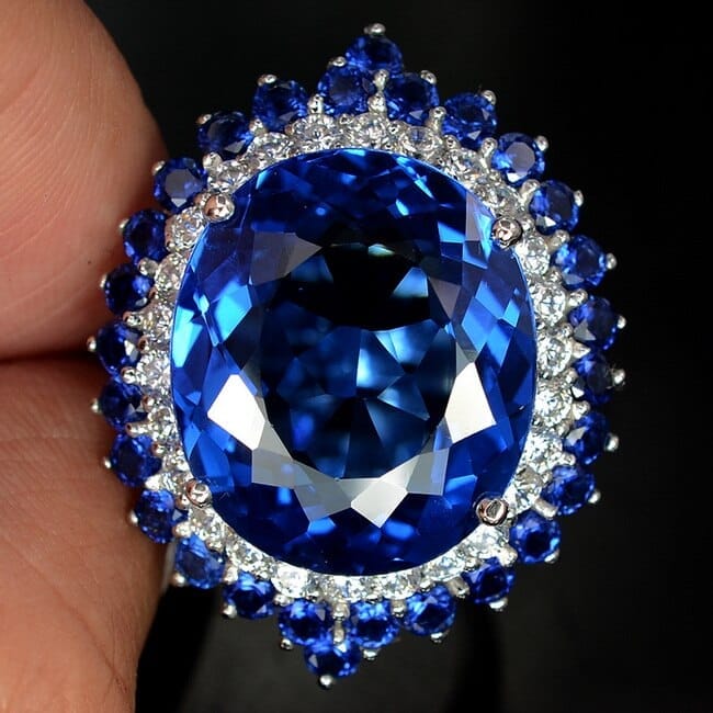 Fashion Faux Sapphire Stone Charm Jewelry For Women CZ Wedding Rings Bennys Beauty World