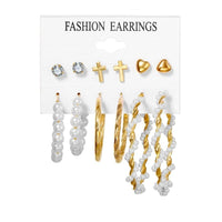 Fashion Gold Pearl Earrings Set For Women Bennys Beauty World