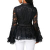 Fashion Lace Long Flare Sleeve Blouse Slim Fits Tops For Women Bennys Beauty World