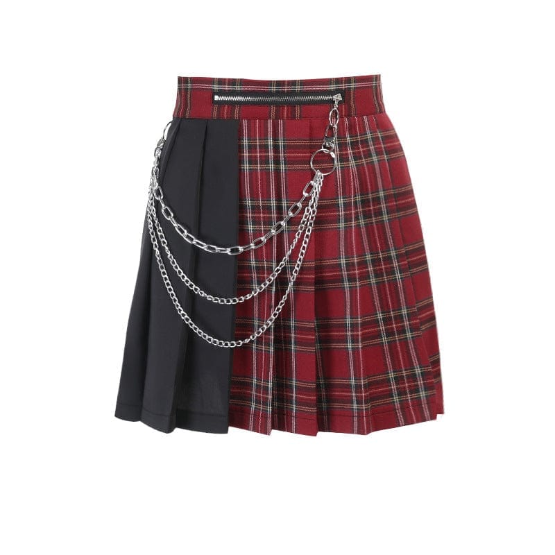 Fashion Ladies Contrast Color Plaid Skirt Women Bennys Beauty World