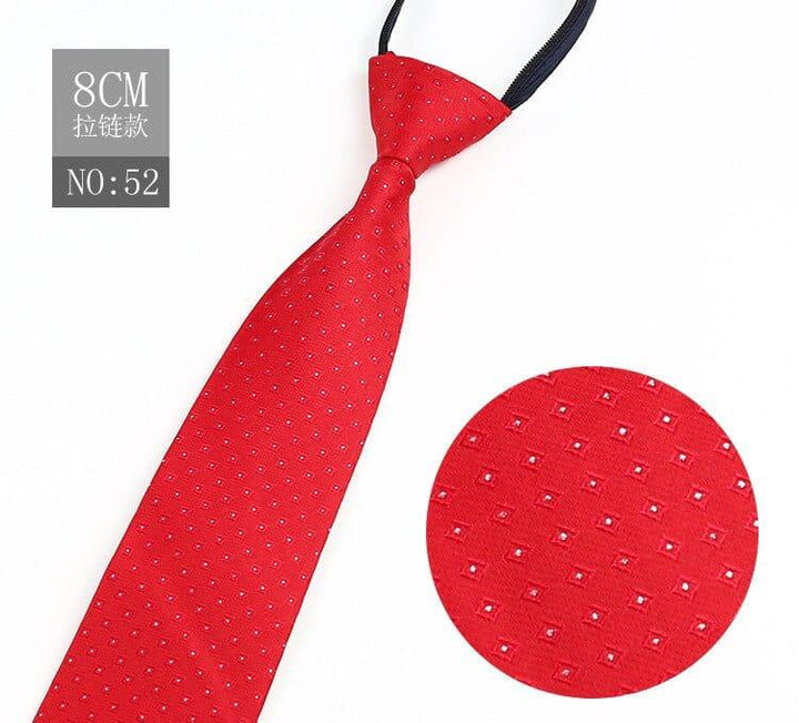 Fashion Lazy Zipper Men's Tie Classic Solid Flower Floral 8cm Wedding Party Gift Bennys Beauty World