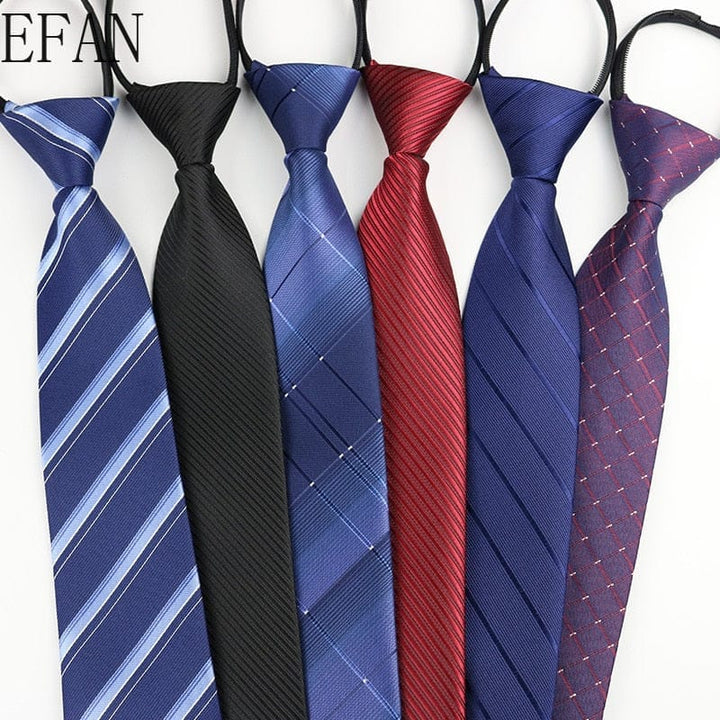 Fashion Lazy Zipper Men's Tie Classic Solid Flower Floral 8cm Wedding Party Gift Bennys Beauty World