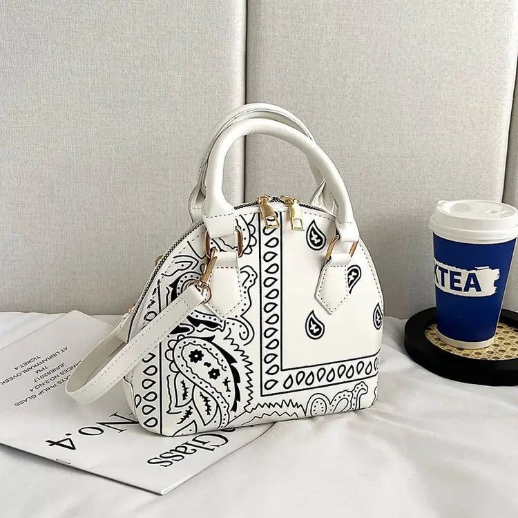 Fashion Leather Tote Bag for Women Bandana Print Handbag Bennys Beauty World