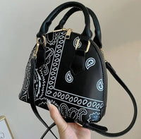 Fashion Leather Tote Bag for Women Bandana Print Handbag Bennys Beauty World