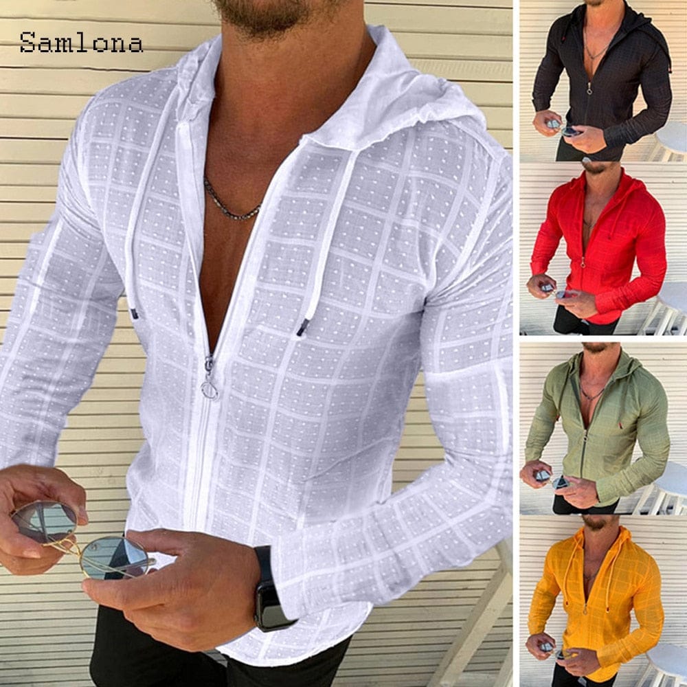Fashion Long/Short sleeved Hoodie Zipper T shirt Long sleeve White / XL