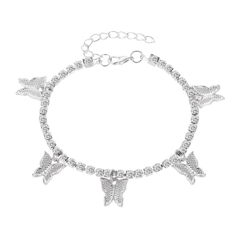 Fashion Luxury Butterfly Anklets with Cubic Zirconia Bennys Beauty World