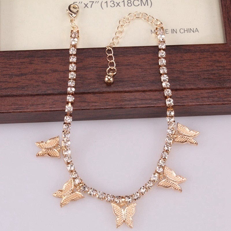 Fashion Luxury Butterfly Anklets with Cubic Zirconia Bennys Beauty World