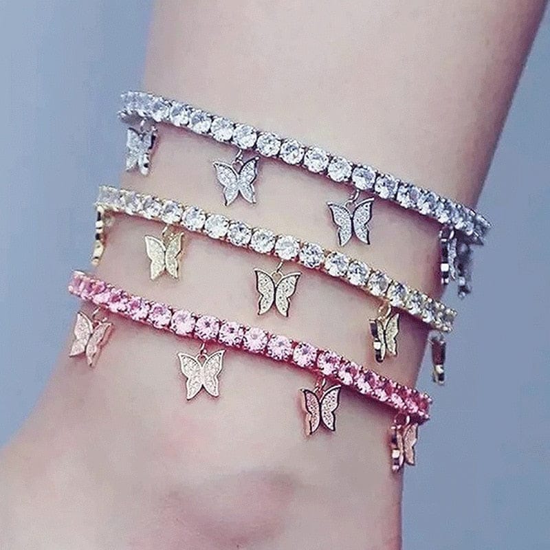 Fashion Luxury Butterfly Anklets with Cubic Zirconia Bennys Beauty World