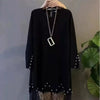 Fashion Midi Dress Casual Solid Color Lace Patchwork Dresses Bennys Beauty World