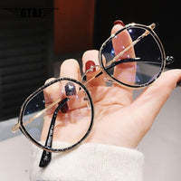 Fashion Round  Oversized Eyeglasses Frames Students  Clear Glasses Bennys Beauty World