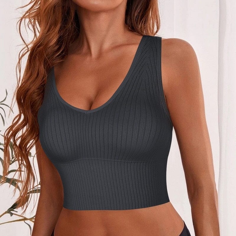 Fashion Sexy Women V Neck Pure Color Patchwork Crop Tops Bennys Beauty World