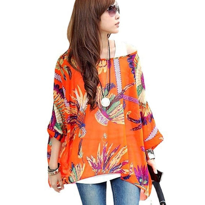 Fashion Short Sleeve Chiffon Dress Bohemian Dress Bennys Beauty World