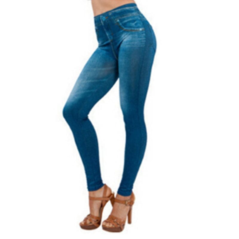 Fashion Slim Women Leggings Faux Denim Jeans Leggings Pencil Pants