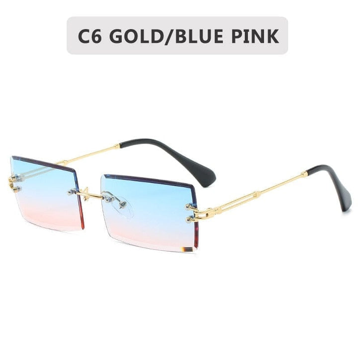 Fashion Small Rimless Rectangle Sunglasses Women Square Sun Glasses Bennys Beauty World