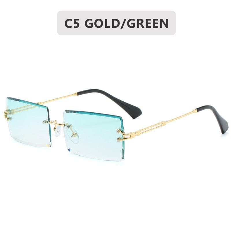 Fashion Small Rimless Rectangle Sunglasses Women Square Sun Glasses Bennys Beauty World