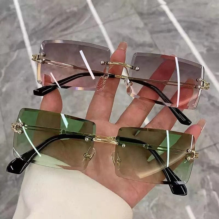 Fashion Small Rimless Rectangle Sunglasses Women Square Sun Glasses Bennys Beauty World