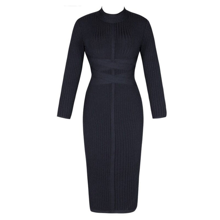 Fashion  Striped Long sleeve Waist Bandage Dresses Bennys Beauty World