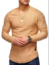 Fashion T shirt Men's Pure color design of stripe ruffle sleeve Tee Shirt Bennys Beauty World