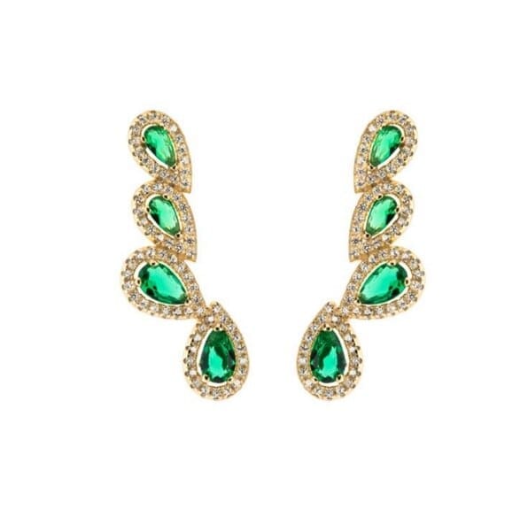 Fashion green cz stone jewelry teardrop fashion earring Bennys Beauty World