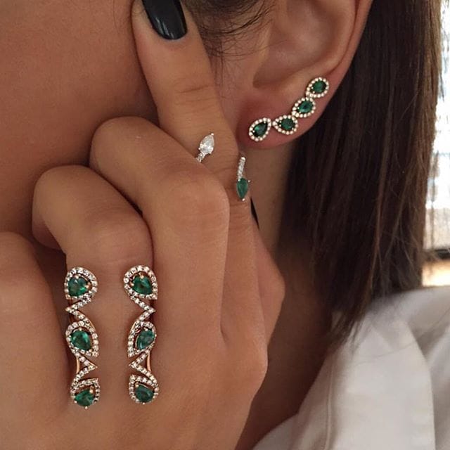 Fashion green cz stone jewelry teardrop fashion earring Bennys Beauty World