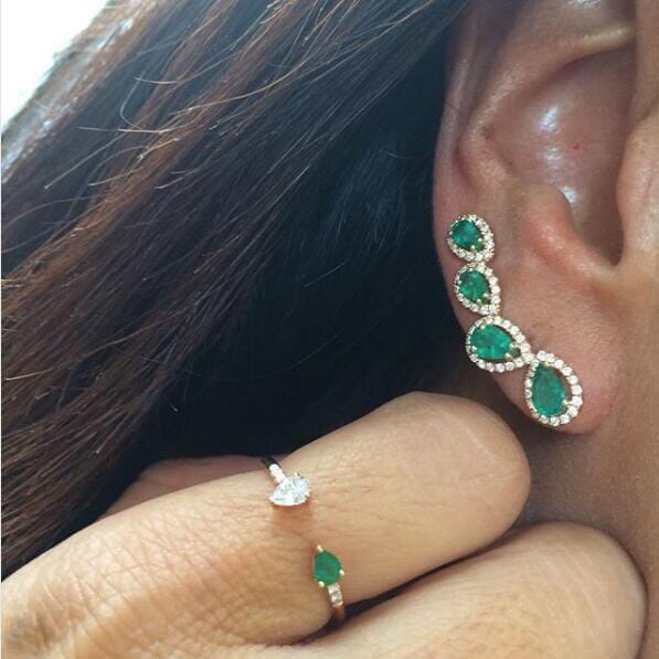 Fashion green cz stone jewelry teardrop fashion earring Bennys Beauty World