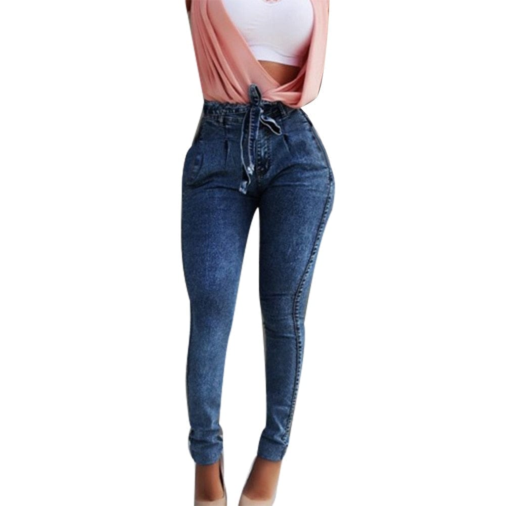 Fashion sexy Plus Size  Belted High Waist Skinny Denim Jeans For Women BENNYS 