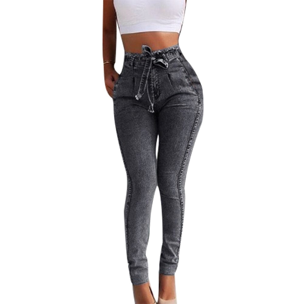 Fashion sexy Plus Size  Belted High Waist Skinny Denim Jeans For Women BENNYS 