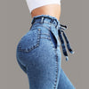 Fashion sexy Plus Size  Belted High Waist Skinny Denim Jeans For Women BENNYS 