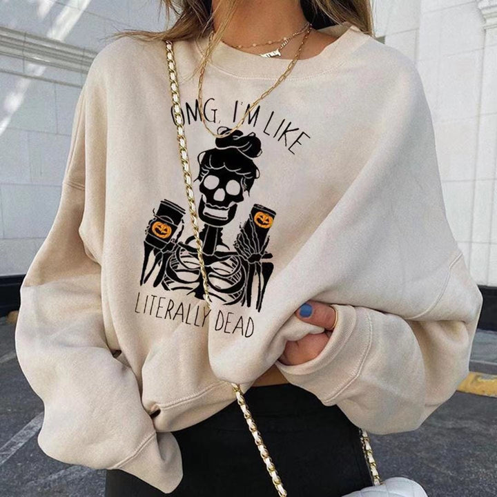 Fashionable Pumpkin Print Round Neck Long Sleeve BENNYS 