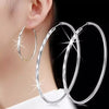 Fine 925 Silver colour Luxury 5CM big circle hoop earrings for women BENNYS 