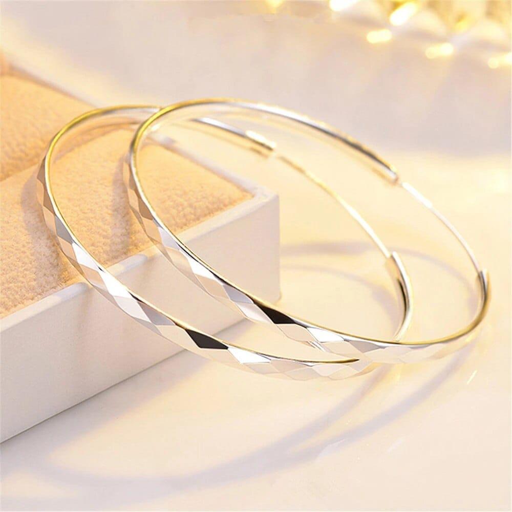 Fine 925 Silver colour Luxury 5CM big circle hoop earrings for women BENNYS 