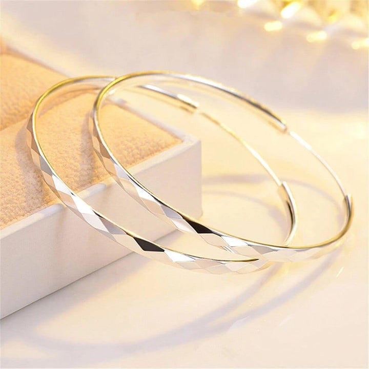 Fine 925 Silver colour Luxury 5CM big circle hoop earrings for women BENNYS 