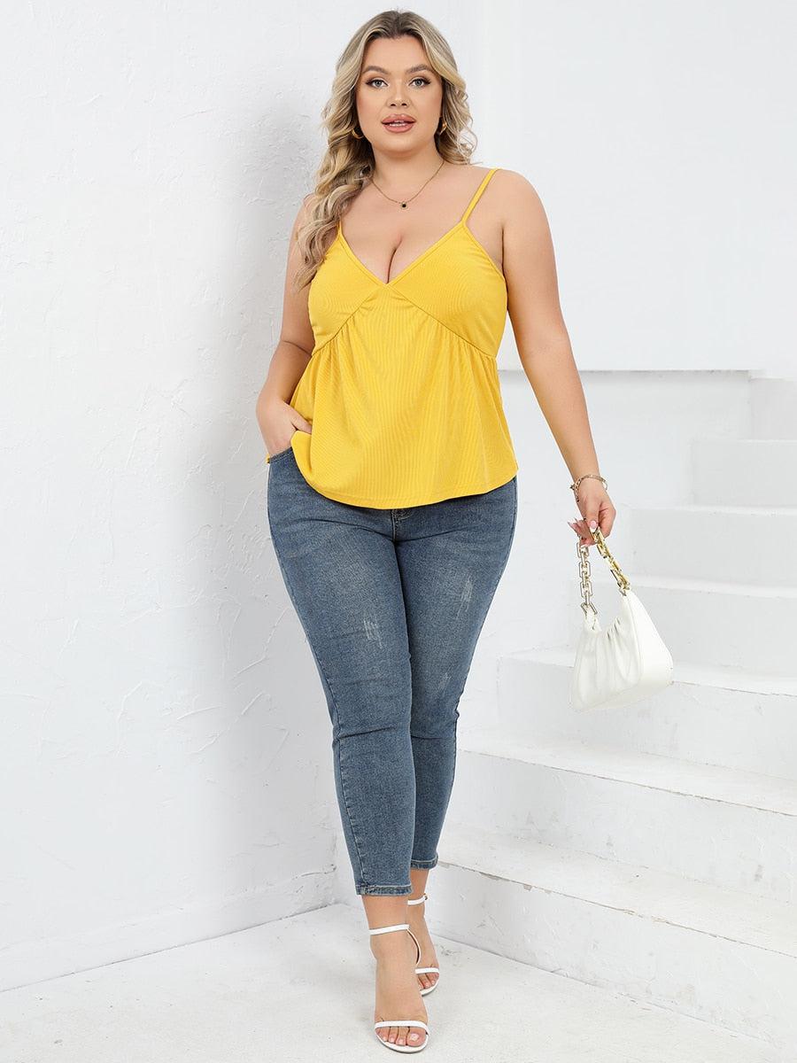 Finjani Cami Top Peplum Hem Cami Tops Plus Size Solid Cami Top Summer  Women Clothing 2023 BENNYS 