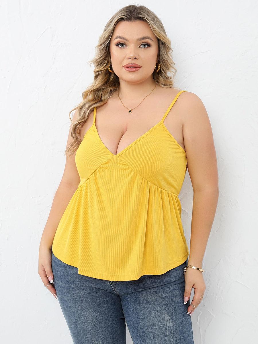 Finjani Cami Top Peplum Hem Cami Tops Plus Size Solid Cami Top Summer  Women Clothing 2023 BENNYS 