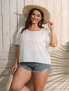 Finjani Plus Size Button Detail Schiffy Blouse Women Short Sleeve Hollow Oversized T-shirt Summer Casual Temperament Top BENNYS 