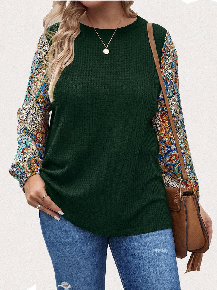 Finjani Plus Size Lantern Sleeve Tee Paisley Print Textured Tops 2022 New Autumn Women&#39;s Clothing BENNYS 