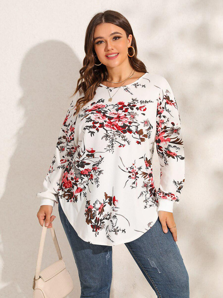 Finjani Plus Size Women Blouse 2022 New Floral Print Criss Cross Back Blouses Curved Hem Top Elegant Women&#39;s Clothing BENNYS 