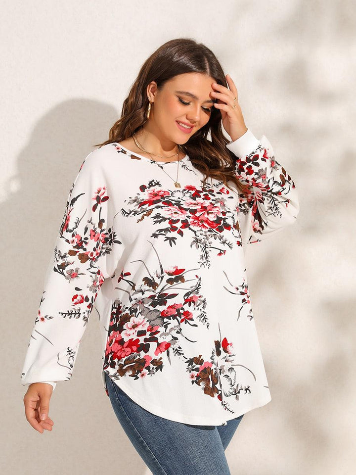 Finjani Plus Size Women Blouse 2022 New Floral Print Criss Cross Back Blouses Curved Hem Top Elegant Women&#39;s Clothing BENNYS 