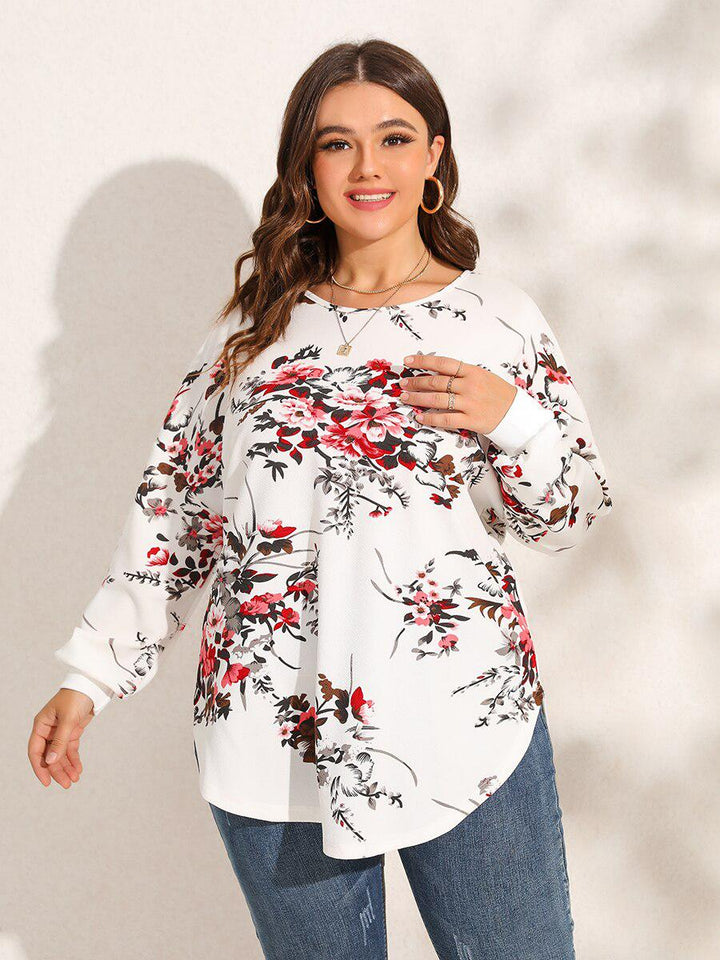 Finjani Plus Size Women Blouse 2022 New Floral Print Criss Cross Back Blouses Curved Hem Top Elegant Women&#39;s Clothing BENNYS 