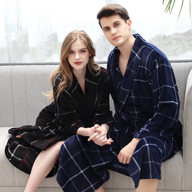 Flannel robe couple pajamas – Bennys Beauty World
