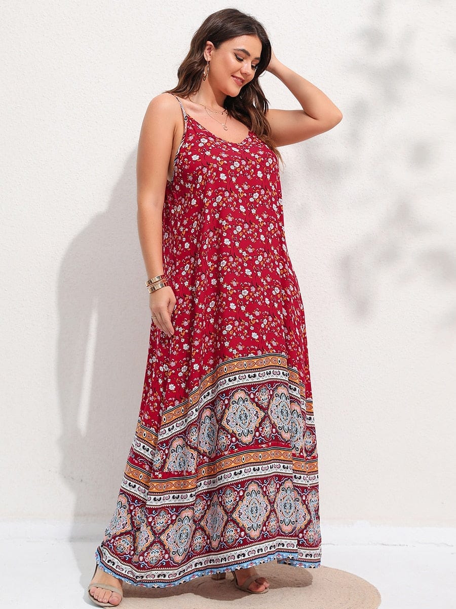 Floral Maxi Cami Dress Backless Plus Size Beach Dresses BENNYS 