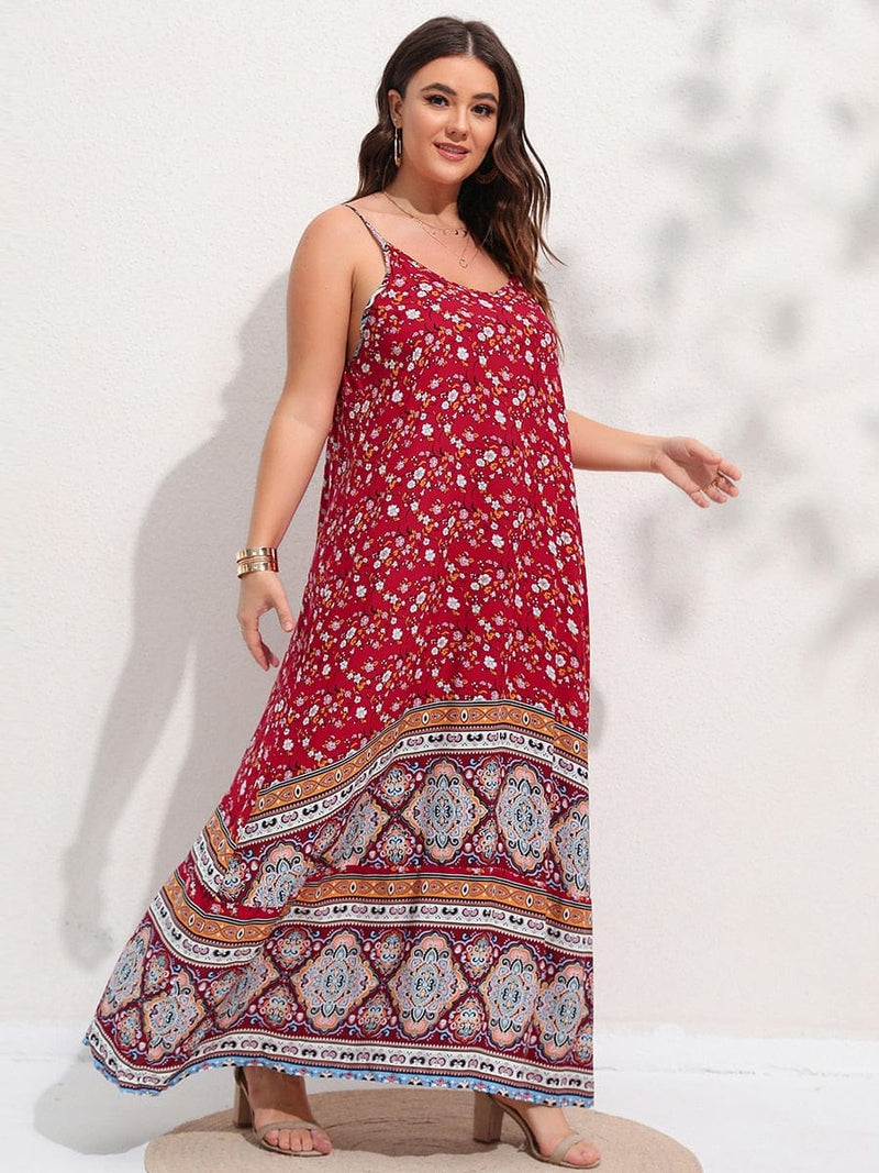 Floral Maxi Cami Dress Backless Plus Size Beach Dresses BENNYS 