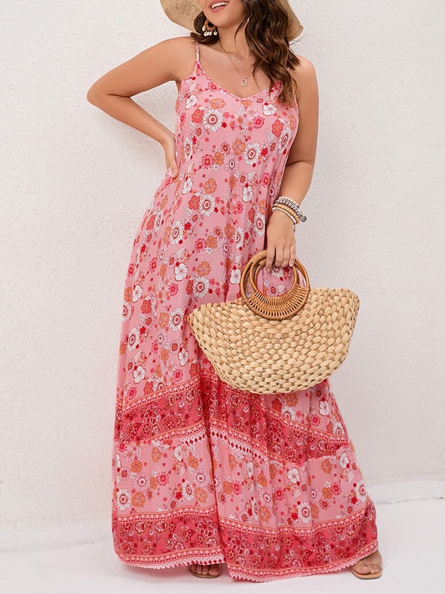 Floral Maxi Cami Dress Backless Plus Size Beach Dresses BENNYS 