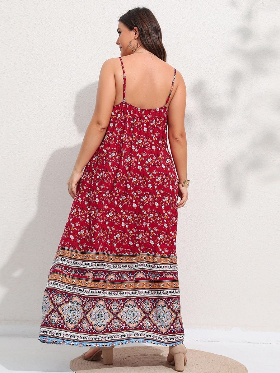 Floral Maxi Cami Dress Backless Plus Size Beach Dresses BENNYS 