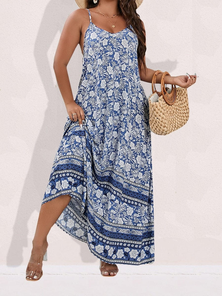 Floral Maxi Cami Dress Backless Plus Size Beach Dresses BENNYS 