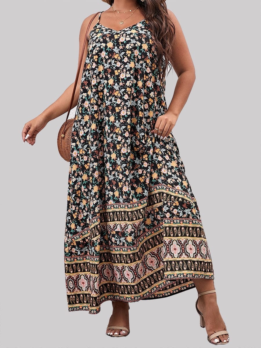 Floral Maxi Cami Dress Backless Plus Size Beach Dresses BENNYS 