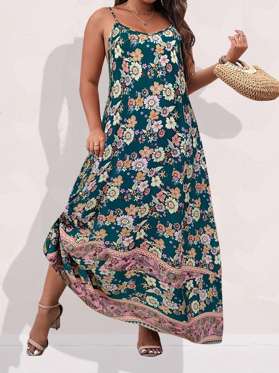 Floral Maxi Cami Dress Backless Plus Size Beach Dresses BENNYS 