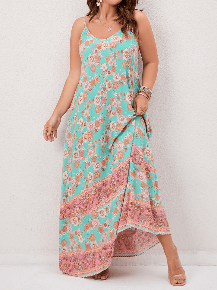 Floral Maxi Cami Dress Backless Plus Size Beach Dresses BENNYS 